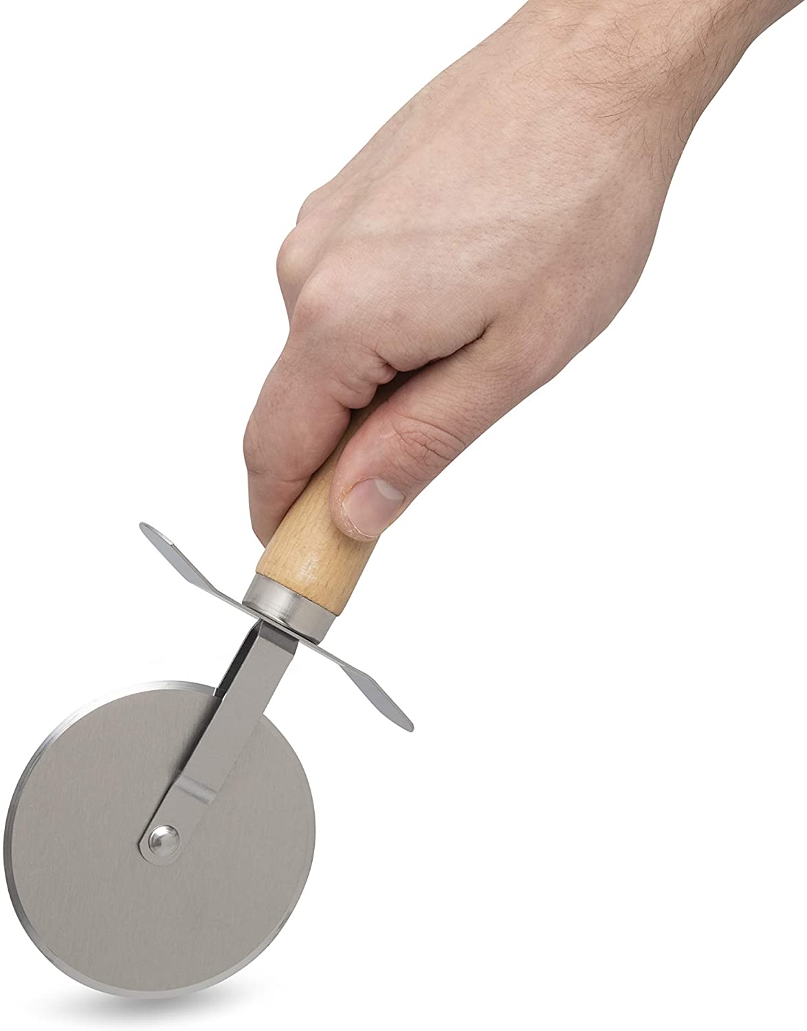 Pizza Cutter Wheel Pizza Slicer With Non-Slip Wooden Handle