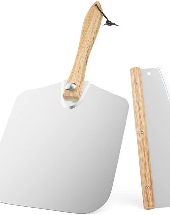 Aluminum Pizza Peel Shovel Set Stainless Steel Cutter With Folding Wooden Handle Pizza Tools