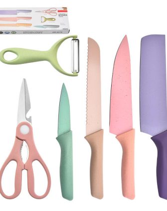 6-Piece Stainless Steel Knife Set Low Price Kitchen Cutting Tools Includes Vegetable Knife Peeler Scissors
